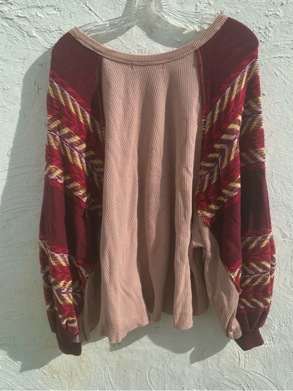 Free People Medium Rainbow Dreams Pullover Top S Balloon Sleeve Arizona Sands - Picture 10 of 14